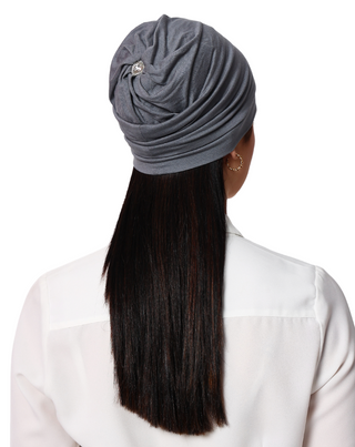 The Headscarves Women Bamboo Viscose Gathered Design with Back Brooch Chemo Headwear For Women Free Size