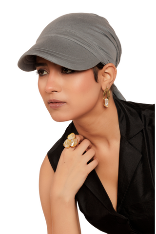 The Headscarves Bamboo Viscose Sun Visor with Pre tie Ruffle Look For Women Chemo Headwear Free Size