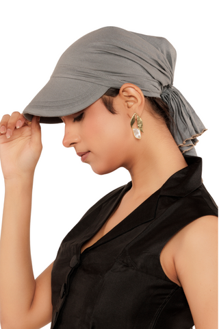 The Headscarves Bamboo Viscose Sun Visor with Pre tie Ruffle Look For Women Chemo Headwear Free Size