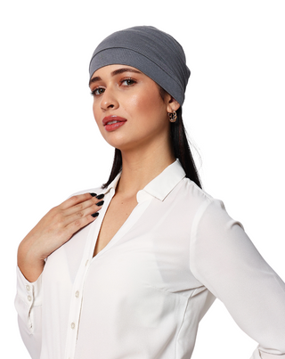 The Headscarves Women Bamboo Viscose Gathered Design with Back Brooch Chemo Headwear For Women Free Size