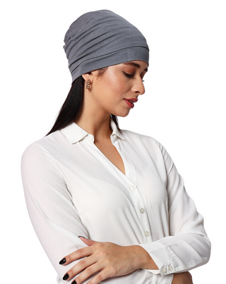 The Headscarves Women Bamboo Viscose Gathered Design with Back Brooch Chemo Headwear For Women Free Size