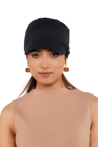 The Headscarves Bamboo Viscose Solid Visor Cap with Side Button for Women Chemo Headwear