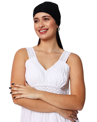 The Headscarves Women Bamboo Viscose Gathered Design with Back Brooch Chemo Headwear For Women Free Size