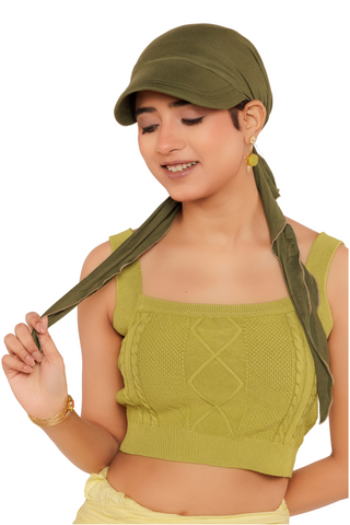 The Headscarves Bamboo Viscose Sun Visor with Pre tie Ruffle Look For Women Chemo Headwear Free Size