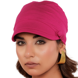 The Headscarves Bamboo Viscose Solid Visor Cap with Side Button for Women Chemo Headwear