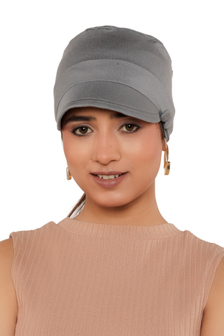 The Headscarves Bamboo Viscose Solid Visor Cap with Side Button for Women Chemo Headwear