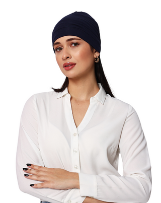 The Headscarves Women Bamboo Viscose Gathered Design with Back Brooch Chemo Headwear For Women Free Size