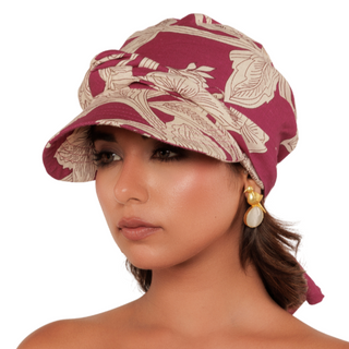 The Headscarves Cotton Printed Visor Printed Floral Headwear with Medium Tail