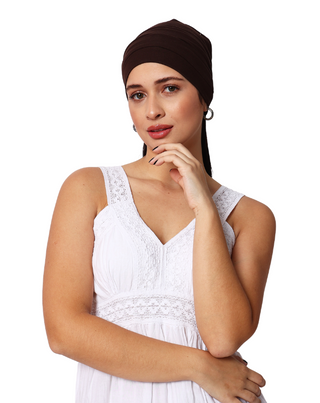 The Headscarves Women Bamboo Viscose Gathered Design with Back Brooch Chemo Headwear For Women Free Size