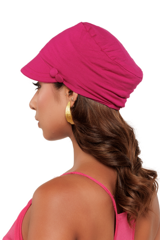 The Headscarves Bamboo Viscose Solid Visor Cap with Side Button for Women Chemo Headwear