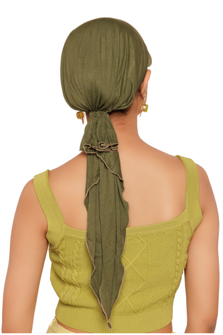 The Headscarves Bamboo Viscose Sun Visor with Pre tie Ruffle Look For Women Chemo Headwear Free Size