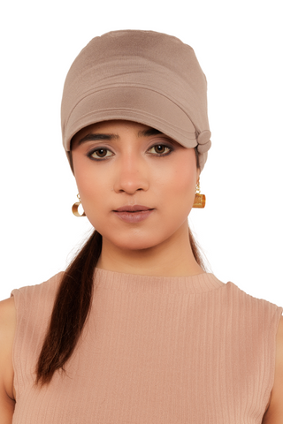 The Headscarves Bamboo Viscose Solid Visor Cap with Side Button for Women Chemo Headwear