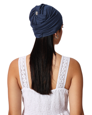 The Headscarves Women Bamboo Viscose Gathered Design with Back Brooch Chemo Headwear For Women Free Size