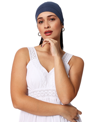 The Headscarves Women Bamboo Viscose Gathered Design with Back Brooch Chemo Headwear For Women Free Size