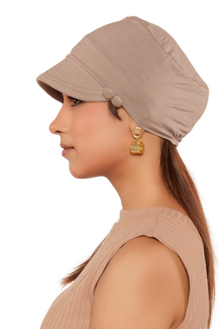 The Headscarves Bamboo Viscose Solid Visor Cap with Side Button for Women Chemo Headwear