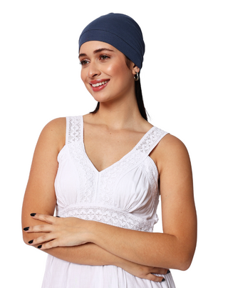 The Headscarves Women Bamboo Viscose Gathered Design with Back Brooch Chemo Headwear For Women Free Size