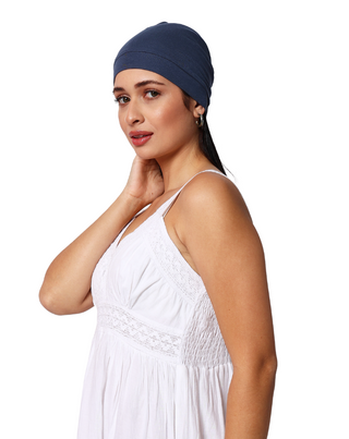 The Headscarves Women Bamboo Viscose Gathered Design with Back Brooch Chemo Headwear For Women Free Size