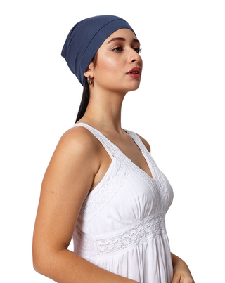 The Headscarves Women Bamboo Viscose Gathered Design with Back Brooch Chemo Headwear For Women Free Size