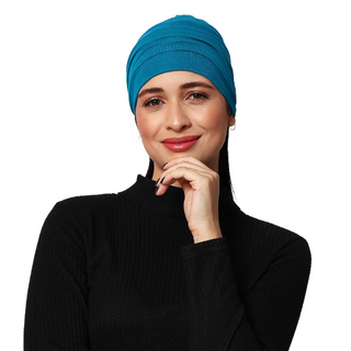 The Headscarves Women Bamboo Viscose Gathered Design with Back Brooch Chemo Headwear For Women Free Size