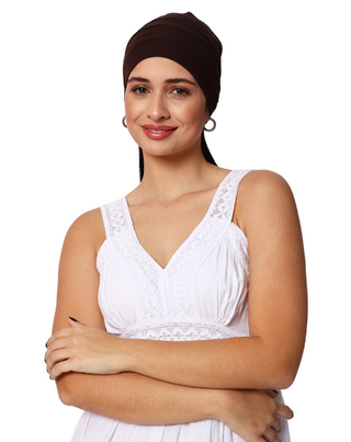 The Headscarves Women Bamboo Viscose Gathered Design with Back Brooch Chemo Headwear For Women Free Size