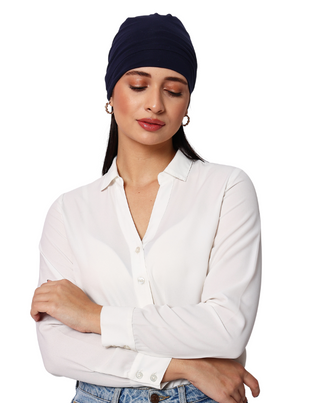 The Headscarves Women Bamboo Viscose Gathered Design with Back Brooch Chemo Headwear For Women Free Size