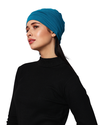 The Headscarves Women Bamboo Viscose Gathered Design with Back Brooch Chemo Headwear For Women Free Size