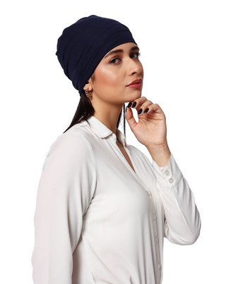 The Headscarves Women Bamboo Viscose Gathered Design with Back Brooch Chemo Headwear For Women Free Size