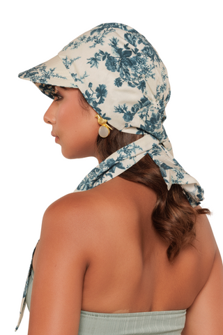 The Headscarves Cotton Printed Visor Printed Floral Headwear with Medium Tail