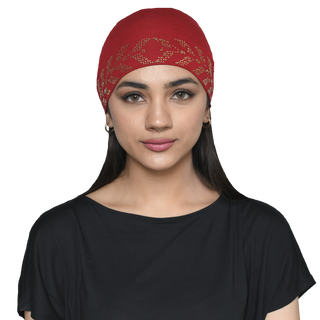 The Headscarves Women's Bamboo Solid Hijab Cap with Rhine Stones Design