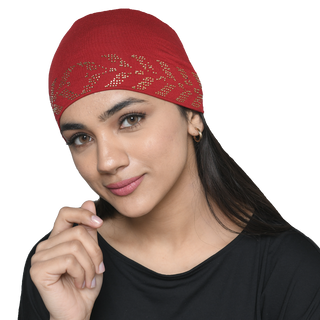 The Headscarves Women's Bamboo Solid Hijab Cap with Rhine Stones Design