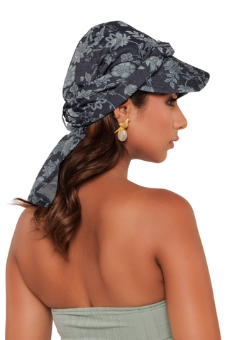 The Headscarves Cotton Printed Visor Printed Floral Headwear with Medium Tail