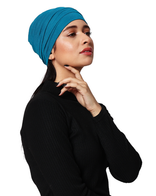 The Headscarves Women Bamboo Viscose Gathered Design with Back Brooch Chemo Headwear For Women Free Size