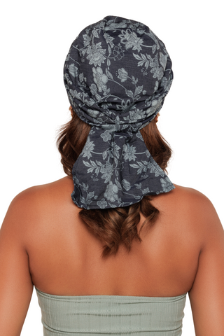 The Headscarves Cotton Printed Visor Printed Floral Headwear with Medium Tail