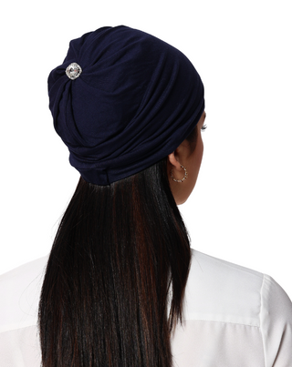 The Headscarves Women Bamboo Viscose Gathered Design with Back Brooch Chemo Headwear For Women Free Size