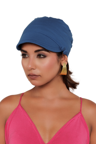 The Headscarves Bamboo Viscose Solid Visor Cap with Side Button for Women Chemo Headwear