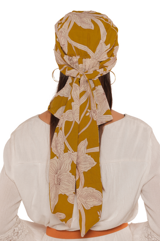 The Headscarves Cotton Printed Visor Printed Floral Headwear with Medium Tail