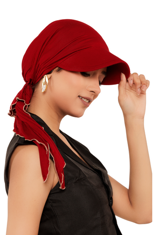 The Headscarves Bamboo Viscose Sun Visor with Pre tie Ruffle Look For Women Chemo Headwear Free Size