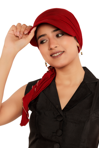 The Headscarves Bamboo Viscose Sun Visor with Pre tie Ruffle Look For Women Chemo Headwear Free Size