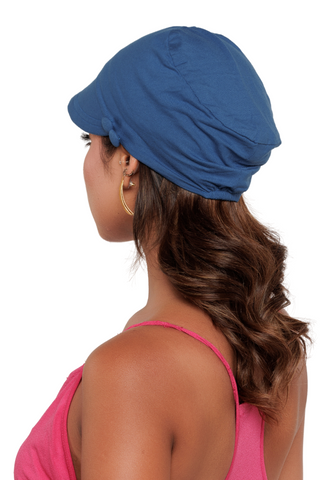 The Headscarves Bamboo Viscose Solid Visor Cap with Side Button for Women Chemo Headwear