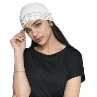 The Headscarves Women's Bamboo Solid Hijab Cap with Rhine Stones Design