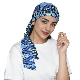 The Headscarves Women Bamboo Viscose Printed Cap With Printed Tail Scarf for Chemo Hair Loss Women