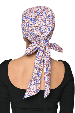 Beautiful Cotton Printed Long Tail Headwrap For Women's Blue