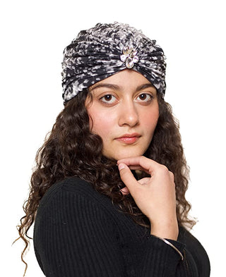 Bamboo Viscose Beautiful Printed Brooch Turban Headwear For Women's