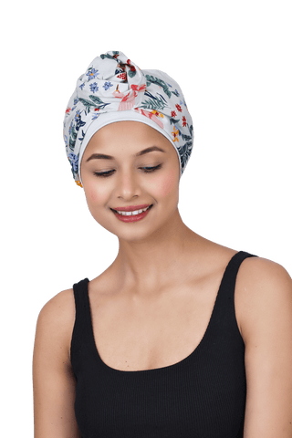 Beautifull  Bamboo Viscose Beanies Cap With Printed Front Rose Flower Band