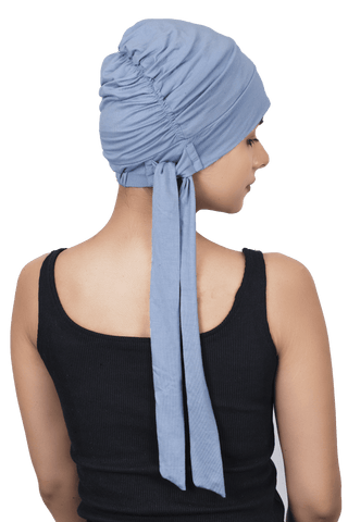 Women's Bamboo Viscose Pleated Beanie With Tails Turban  Headwear
