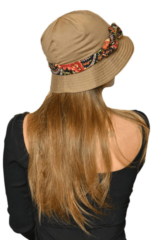 Bamboo Viscose Nadora Bucket Hat  with 1 Printed Headbands for Women