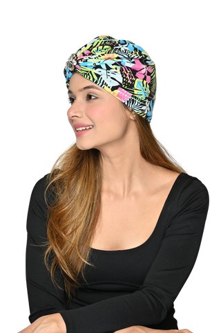 Bamboo Viscose Beautiful Printed Brooch Turban Headwear For Women's