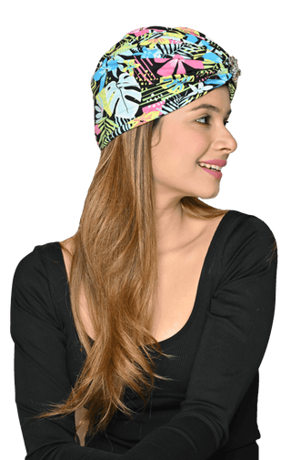 Bamboo Viscose Beautiful Printed Brooch Turban Headwear For Women's